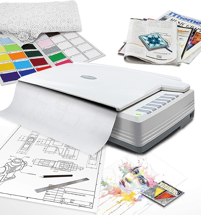 Plustek OpticPro A320E Large Format Flatbed Scanner - 12" x 17" / A3 Size | 7.8 sec Scan 12x17 in - CCD Sensors are Uniquely Suited for Color Scanning - Support Windows and Mac, ICA & Twain Compliant
