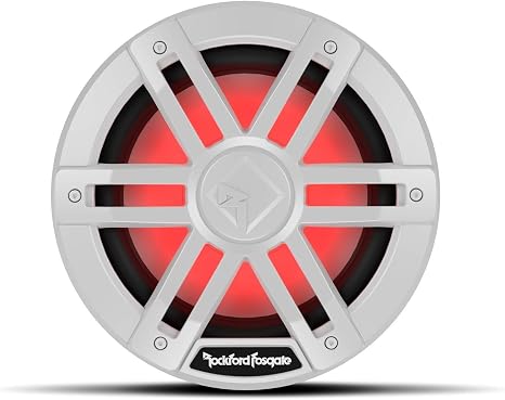 Rockford Fosgate M1D2-8 Color Optix 8" Marine Subwoofer – White | 2-Ohm Dual Voice Coils, Offering Ultra Bright Multicolor LED Lighting Experience