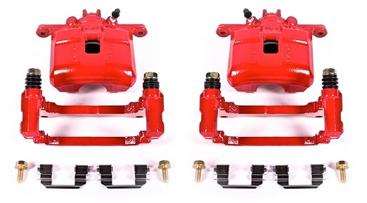 PowerStop Front Red Powder Coated Brake Caliper Pair for Acura CSX 2007-10 |RSX 2002-06 |Honda Civic 2006-11 |S2000 2000-09 - High-Temp Brake Caliper Upgrade, S2808