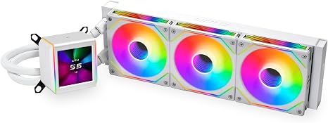 Lian Li GA II LCD 360MM AIO - Asetek 8th Gen - 2.88” IPS LCD Screen Liquid Cooler - Screen Recording for Videos and Photos - Pre-Installed UNI Fan SL-INF Fans (GA2ALCD36INW)