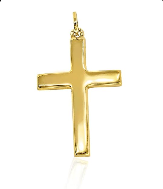 14k Gold Cross Pendant Charm, Italian Made
