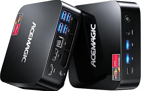 ACEMAGIC K1 Gaming Mini PC Ryzen 7 7730U 16GB 512GB SSD Windows 11 Pro | 8C/16T Multitasking,Home Office & Light Gaming, Quiet Cooling, Compact ,6×USB Ports, Wi-Fi 6, BT 5.2, Triple Screen Output