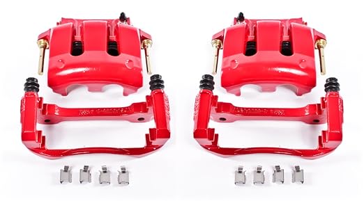 PowerStop Front Red Powder Coated Brake Caliper Pair for Ford Mustang 2005-14 - High-Temp Brake Caliper Upgrade, S4928A