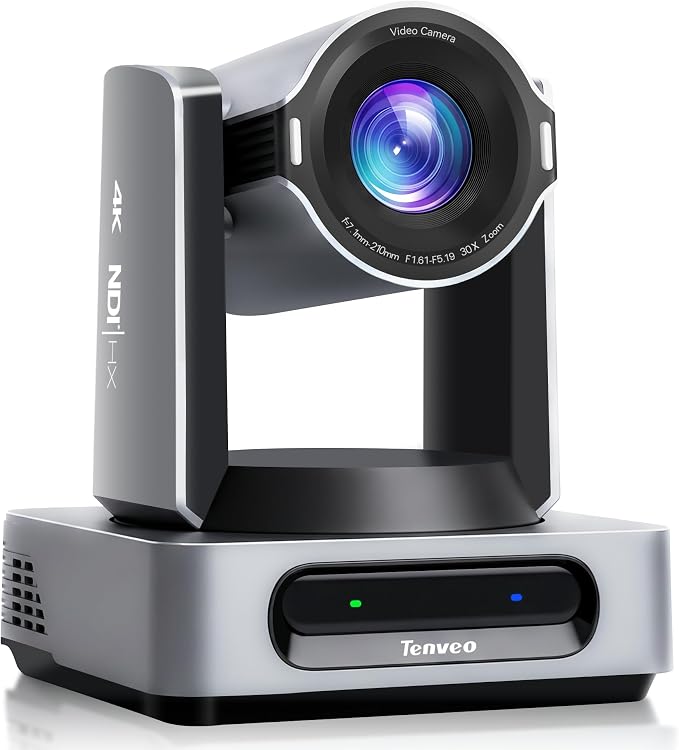 Tenveo 4K 60FPS NDI PTZ Camera, AI Auto Tracking 3.0, 30X Zoom 1/1.8 UHD CMOS 8.42MP, SDI/HDMI/USB3.0/LAN(PoE) Live Streaming with Tally Light, FreeD Support, for Video Production Large Live Events