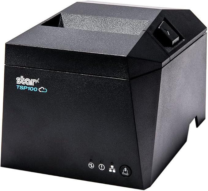 Star Micronics TSP143iV X4 Thermal Receipt Printer - USB-C, Ethernet (LAN), WLAN, Bluetooth, CloudPRNT, Android Open Accessory (AOA), USB Cable Included, Internal Power Supply, Gray