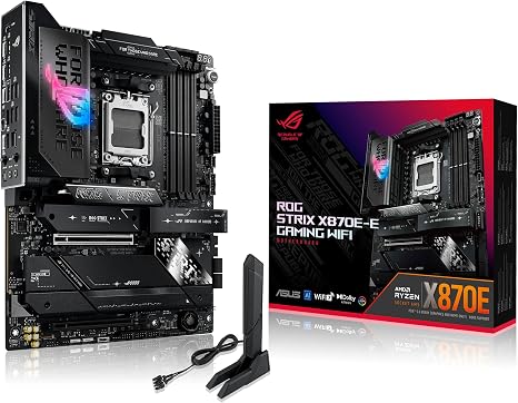 ASUS ROG Strix X870E-E Gaming WiFi AMD AM5 X870 ATX Motherboard 18+2+2 Power Stages, Dynamic OC Switcher, Core Flex, DDR5 AEMP, WiFi 7, 5X M.2, PCIe® 5.0, Q-Release Slim, USB4®, AI OCing & Networking | GAMING WIFI