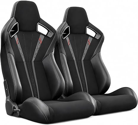 Racing Seats 2 PCS Bucket Seats for Cars, Adjustable Racing Seats with Sliders Ergonomic Support Fit for Mustang Camaro Wrangler WRX BMW 3 Series Sedans SUVS Trucks & Sim Racing