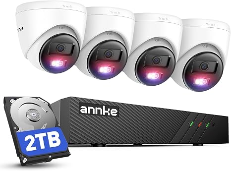 ANNKE 8CH 5MP PoE Security Camera System, 2TB HDD, 4pcs 3K Outdoor IP Cams