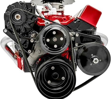 March Performance Small Block Chevy Long Water Pump Serpentine System; ALT & PS; Black