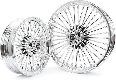 TOFR 21x3.5 16x3.5 Chrome Fat Spoke Wheels For Harley Touring Baggers 00-07