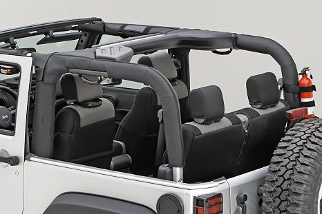 Rugged Ridge Roll Bar Cover - Fits 2007–2018 Jeep Wrangler JK - OE-Style Material & Padded Design - Easy Installation With Zipper & Hook-and-Loop Attachment - Vinyl