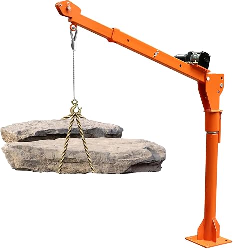 Electric Pickup Truck Crane, 1100 lbs Folding Truck-Mounted Bed Crane with Remote Control 360° Swivel Jib Cranes with 3500 lbs Electric Winch for Lifting Goods, Wood