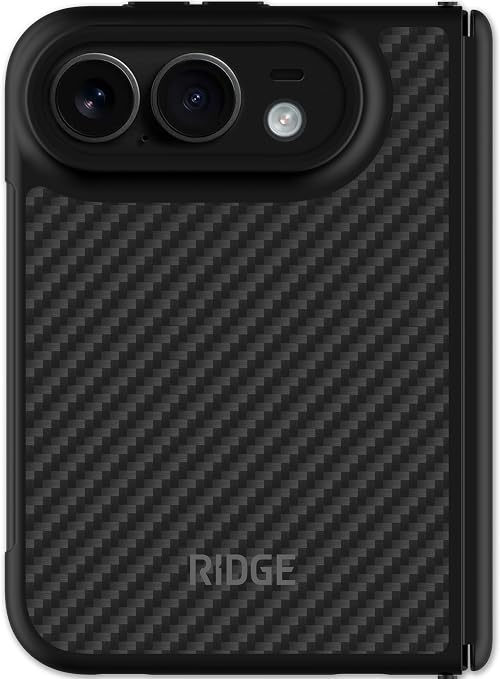 Ridge Phone Case Compatible with iPhone Duo - Compatible with MAGSAFE & Wireless Charging, Aluminum Control Buttons, Dual-Layer Construction, TPU Bumper with Drop Protection (Carbon)