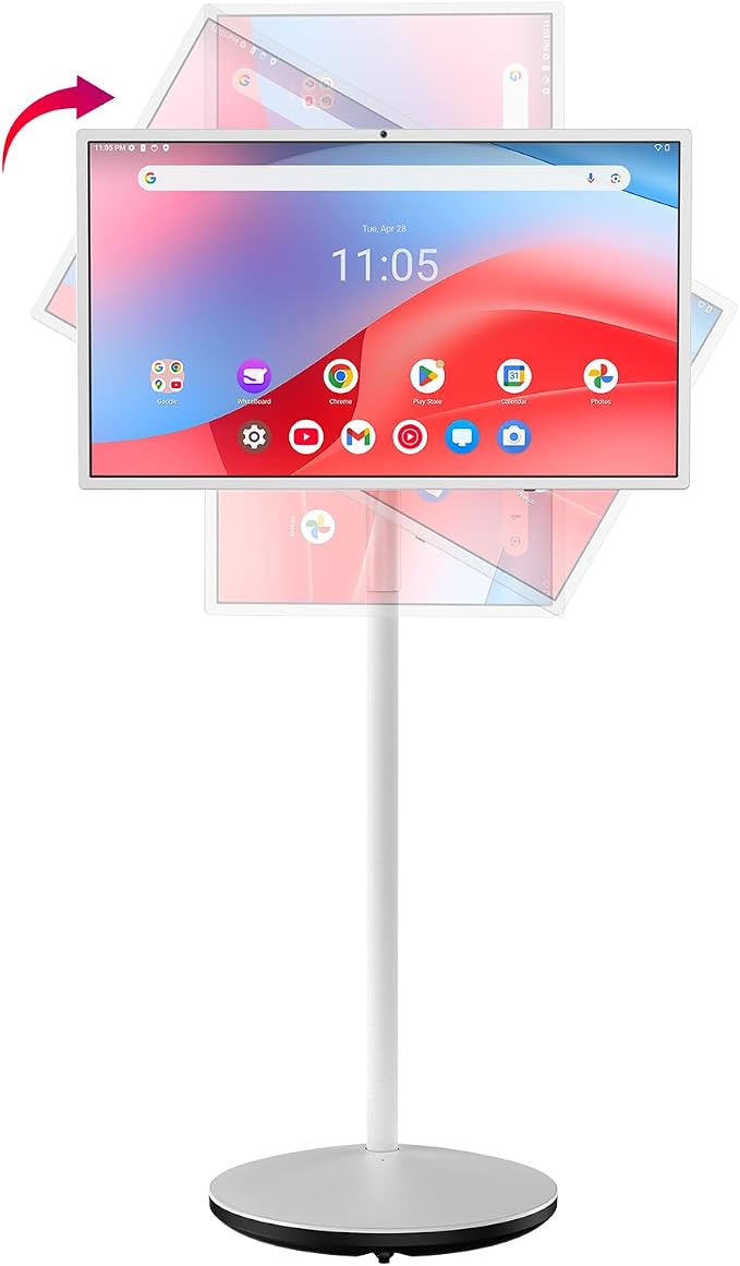 HORION 32-Inch 4K UHD Portable Smart TV with Wheels for Home & Office | Android 14 Google EDLA Certified, 8+128GB Storage, Built-in 8550mAh Battery, 8MP Camera, Touch Screen TV with Mobile Stand