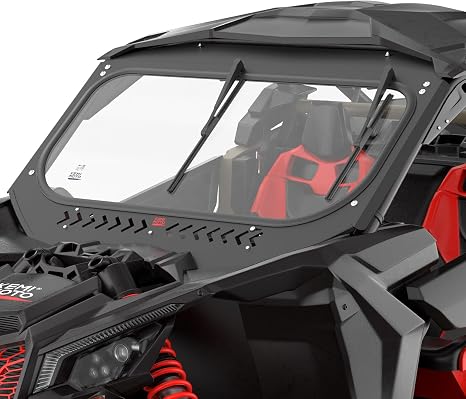 KEMIMOTO X3 Glass Windshield with Sliding Vents Compatible with Can-Am Maverick X3, 7MM Thick DOT Approved Laminated Safety Glass, Scratch Resistant Than Polycarbonate, Includes Dual Manual Wipers