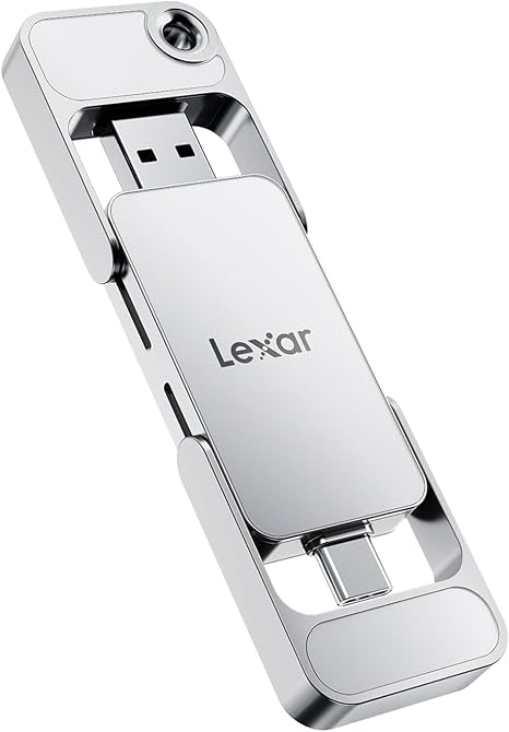 Lexar D70E 1TB Dual Drive External SSD, Up to 2000MB/s Read 1800MB/s Write | Durable Metal Housing Design, Cable-Free Portable SSD for USB Type-C/Type-A Devices, Compatible with iPhone 17