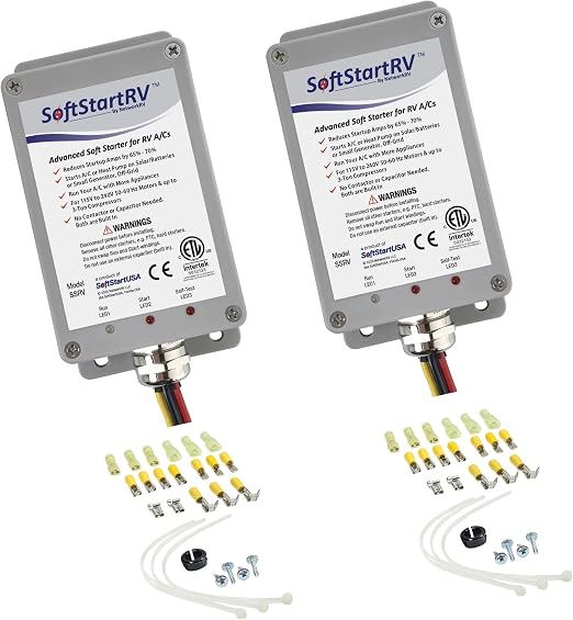 SoftStartRV RV AC Soft Start Kit - Easy Start for Air Conditioner, 100% Waterproof, Trailer Camper, Motorhome HVAC - Pack of 2