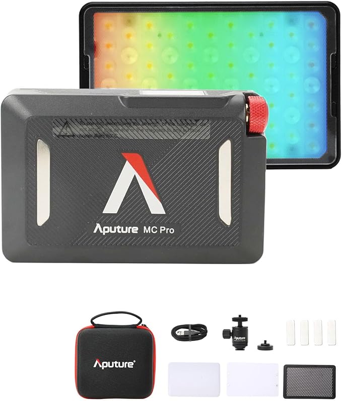 Aputure MC Pro Camera Lights,RGBWW LED Video Lights Lensed Mini LED Panel | Full Color Portable Photography Lighting,4200mAh Rechargeable Battery,APP Control, Support Magnetic Attraction