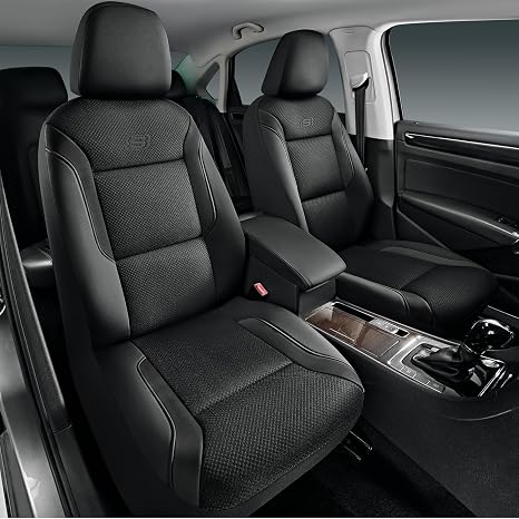 Skechers Memory Foam Seat Covers, Air Cool Mesh Thick Car Seat Covers, Car Seat Covers Front Seats Airbag Compatible, Universal Automotive Comfort for Most Cars, Vans, Trucks, SUV,Black