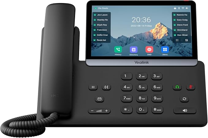 Yealink SIP-T87W – 1301227 - Wi-Fi IP Phone - 16 SIP Accounts - 7-inch Color Multi-Point Touch Screen - Dual-Port Gigabit Ethernet, PoE, Power Adapter Not Included