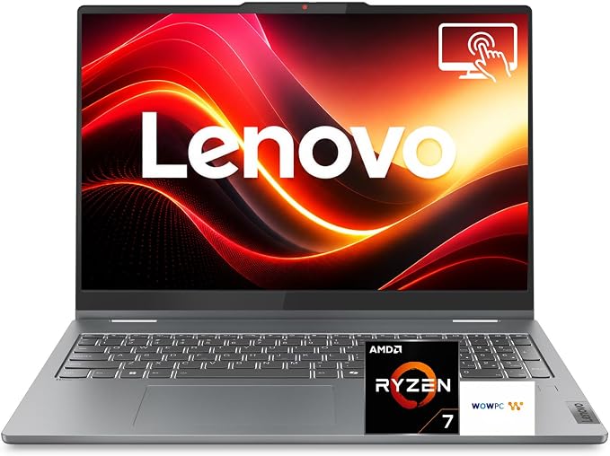 Lenovo IdeaPad 5 2-in-1 Convertible Laptop, AMD Ryzen 7 8845HS Processor, 16" WUXGA IPS Touchscreen, 16GB DDR5 RAM, 512GB SSD, Fingerprint Reader, Backlit Keys, Wi-Fi 6, Windows 11 Home, WOWPC USB