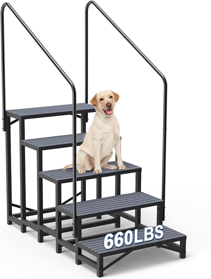 5-Step RV Steps with Dual Handrails, Heavy-Duty, 660 lbs Max Load