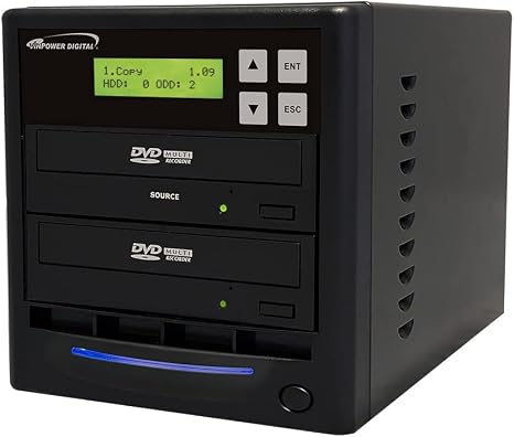 Standard 1 to 1 Target 24x DVD CD Disc Duplicator Tower SATA Optical Drives - Black