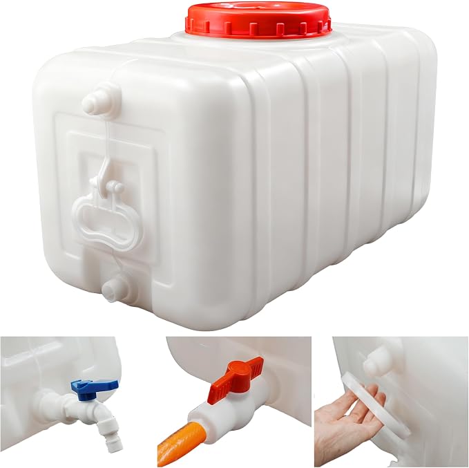 52Gallon/200L Water Storage Tank, Portable Water Tank for Outdoor Camping,Farms and Gardens, Rectangular Translucent White