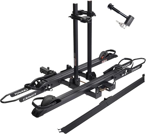 CyberRack S2 Ebike Rack, 300 lbs Capacity Foldable Bike Racks for Tow Hitch Heavy Electric Bike Carrier for 2 E-Bike, Up to 5-inch Fat Tire 2'' Receiver