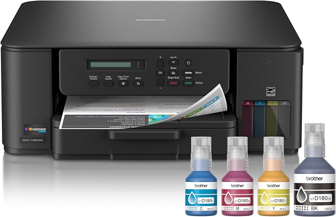 Brother INKvestment Tank 580 Wireless Color Inkjet All-in-One Printer | Includes up to 3 Years of Ink in-Box(1) and 3-Year Limited Warranty(2) (MFC-T580DW) | Up to 3 Years Ink In-Box and 3-Year Limited Warranty. Refillable Tanks, 150-Sheet Tray, Duplex, W
