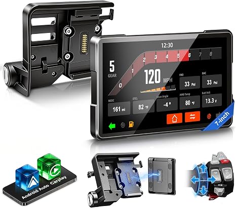 LBW 7" Motorcycle CarPlay Fit for BMW, Native Wonder Wheel Control, Data Reading, Wireless Bluetooth, GPS Navigation System, 1200 Nits IP69K Waterproof Touch Screen, Plug&Play, Android Auto/Siri/TPMS