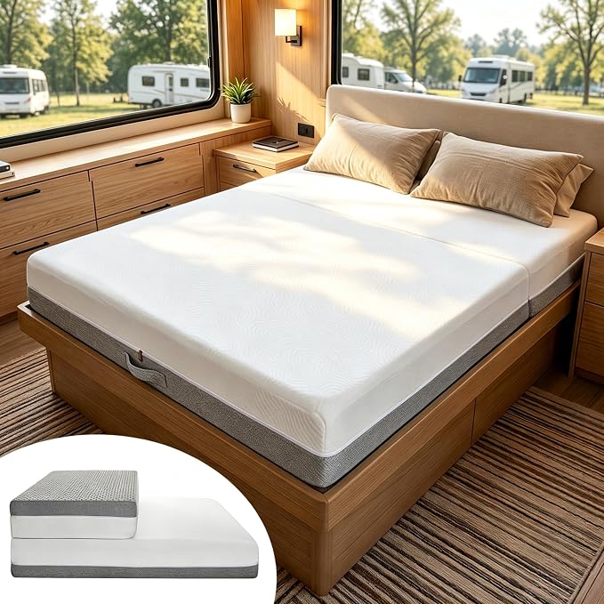 Vekkia 1/3 Bifold 8" Short Queen RV Mattress, 3-Layer Foam