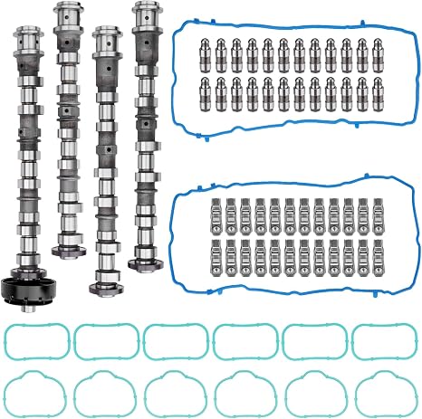 Intake & Exhaust Camshaft Kit with Rocker Arms, Lifters & Gaskets Compatible with 2011-2016 Dodge Chrysler Jeep Ram 3.6L V6 Engine Replace# 5184377AH 5184378AH 5184379AH 5184380AH 5184296AH 5184332AA