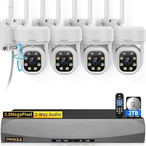 (2026 Update) 5MP PT Wireless Security Camera System with AI Human Tracking, Dual-Band 2.4G&5G WiFi, 2-Way Audio, No Monthly Fee, Outdoor Home Security Kit
