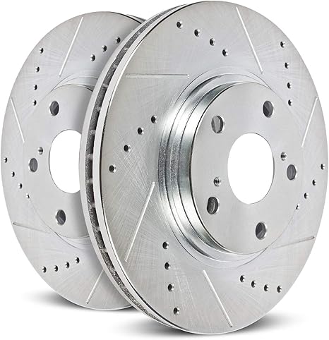 PowerStop Evolution Front Brake Rotors for Ford Explorer Sport 2001-03 | Ford Explorer Sport Trac 2001-05 - Drilled & Slotted Performance Disc Rotors Upgrade, AR8585XPR