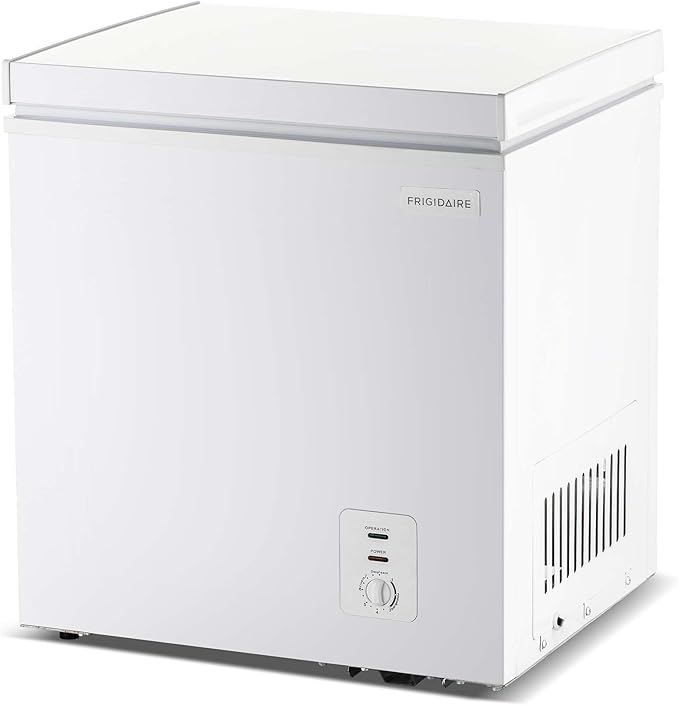 Frigidaire Chest Deep Freezer, 2.0 Cu. Ft. Capacity, Adjustable Thermostat-Removable Vinyl Coated Wire Basket-Easy Defrost Drain- Garage Ready- Pearl White