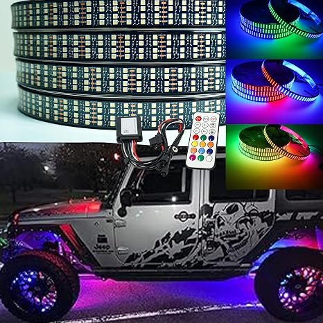15.5'' RGB Color Changing Wheel Lights, Quad Rows 1152LEDs Brightest LED Wheel Lights,16 Million Colors APP Control,Waterproof Multicolor Wheel Ring for Truck Cat SUV Pickup Off-Road(4 PCs)