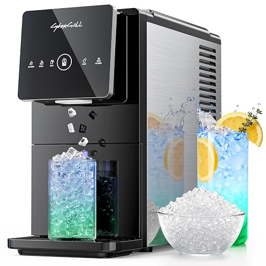 CyberChill Nugget Ice Makers Countertop Dispenser, 40lbs/Day Touch-Free Ice