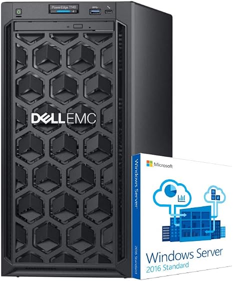 Dell PowerEdge T140 Mini Tower Server with Intel Xeon 3.3GHz CPU, 32GB DDR4 RAM, 8TB HDD Storage, RAID, Windows 2016 (Renewed)