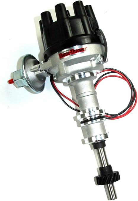 Pertronix D134620 Flame-Thrower Vacuum Advance Black Cap Electronic Distributor with Ignitor Technology for Ford 351C