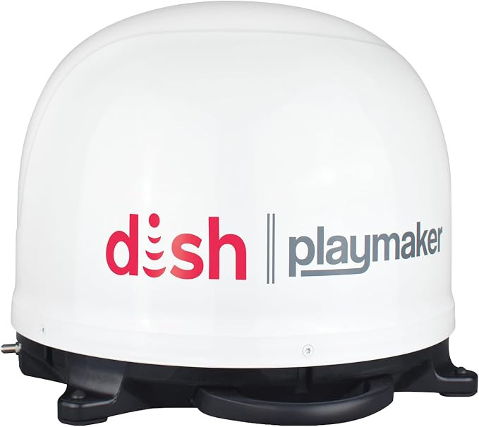 Winegard PL‑7000 Dish Playmaker - Portable Automatic Satellite Antenna for Dish HD Solo Receivers - 25’ Coax Outdoor TV Reception - for RV, Camping, & Tailgating - White