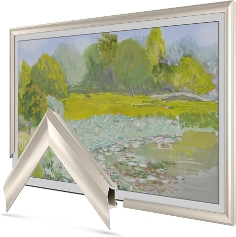 German Silver Prismatic 32" Deco TV Frame for Samsung The Frame/Pro TVs