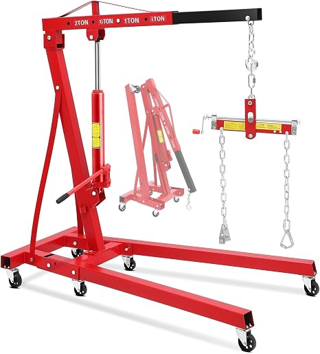 Garvee 2-Ton Folding Engine Hoist with Leveler, 4400 Lbs Capacity