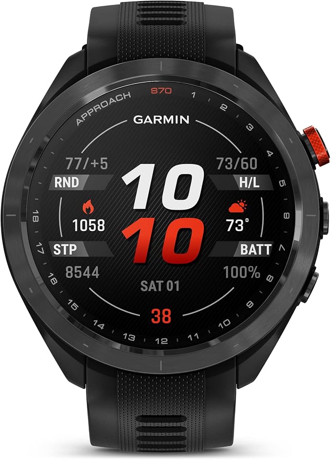 Garmin Approach® S70, Premium GPS Golf Smartwatch, 47mm, Black | AMOLED Touschreen Display, Advanced Wellness & On-Course Features, Lightweight Build, 43,000+ Preloaded Courses