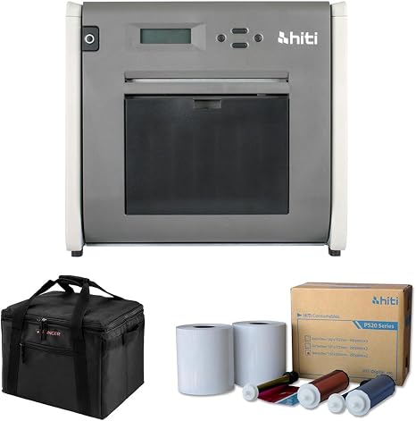 Hiti P525L Compact Dye Sub Photo Printer, Bundle with 6x8 Ribbons and Paper Set, Padded Carrying Case