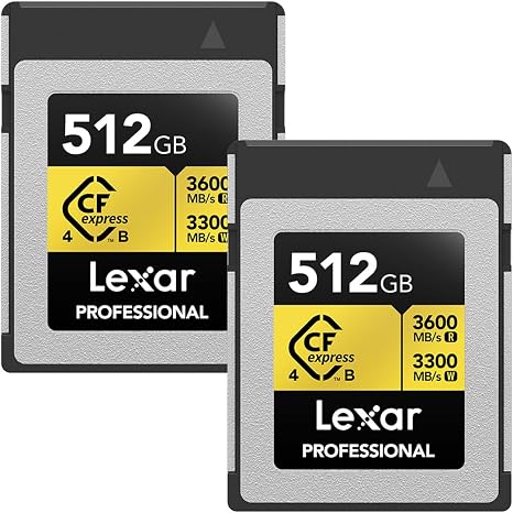 Lexar Gold Series Professional 512GB CFexpress 4.0 Type-B Memory Card, 2-Pack