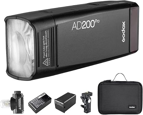 Godox AD200 Pro AD200Pro Pocket Outdoor Flash Strobe, 200Ws 2.4G TTL 1/8000s HSS Monolight, 0.01-1.8s Recycle, 500 Full Power Flashes, GODOX AD 200 Pro with Lithium Battery and Bare Bulb Flash Head | 1/8000s HSS Monolight, 0.01-1.8s Recycle, 500 Full Powe