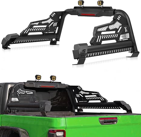 Universal Truck Roll Bar,55-63" Adjustable Carbon Steel Chase Rack Sport Bar with DIY Panels 3rd Brake Light for Tacoma F150 Silverado Ram Tundra Ranger Gladiator