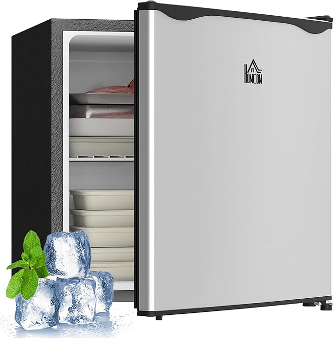 HOMCOM Mini Freezer Countertop Compact Upright Freezer 1.1 Cu.Ft Silver