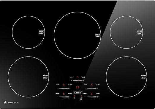 AMZCHEF 30" Built-in Induction Cooktop, 9 Levels, 240V, No Plug, 10600W